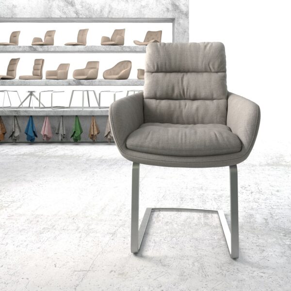 Jídelní židle Abelia-Flex s područkami Stripes Světle Šedá Cantilever Flat Nerezová Ocel