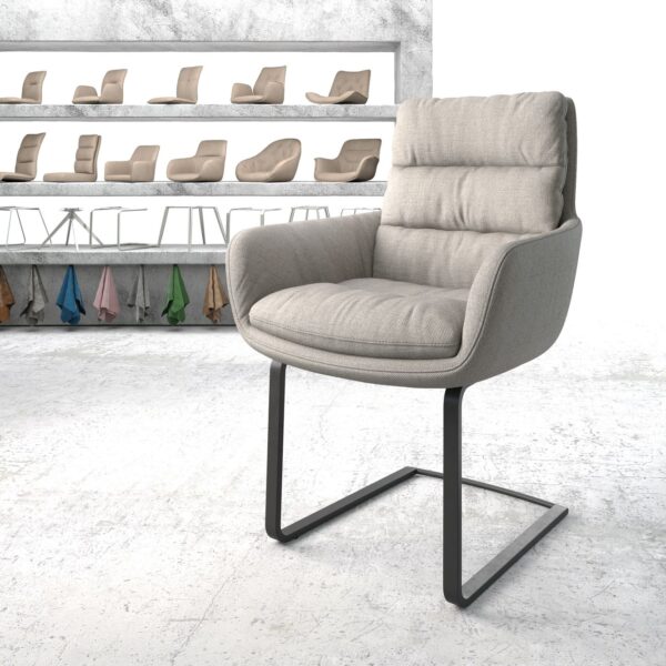 Jídelní židle Abelia-Flex s područkami Stripes Světle Šedá Cantilever Flat Černá