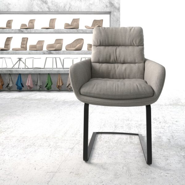 Jídelní židle Abelia-Flex s područkami Stripes Světle Šedá Cantilever Flat Černá