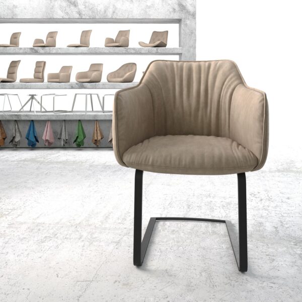Jídelní židle Elda-Flex s područkami Béžová Vintage Cantilever Flat Černá