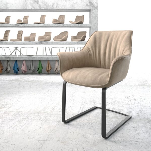 Jídelní židle Keila-Flex s područkami Béžová Vintage Cantilever Flat Černá