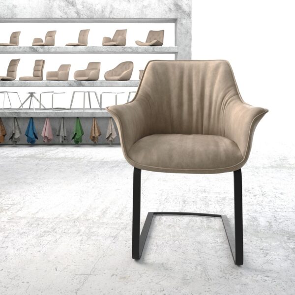 Jídelní židle Keila-Flex s područkami Béžová Vintage Cantilever Flat Černá