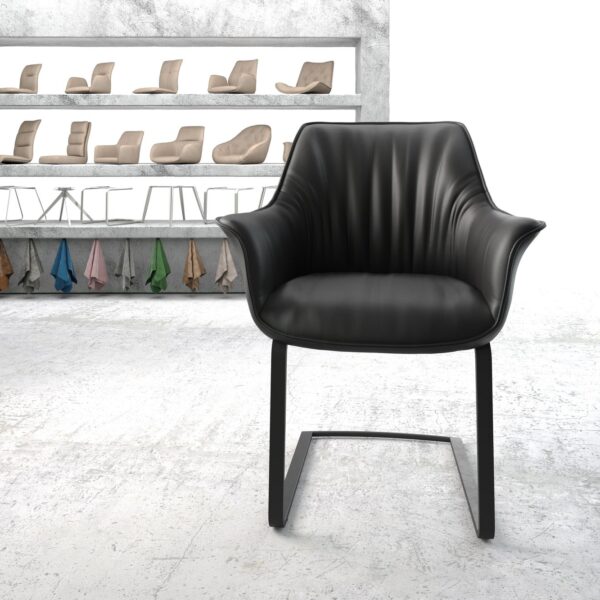 Jídelní židle Keila-Flex s područkami Pravá kůže Černá konzolová plochá Černá