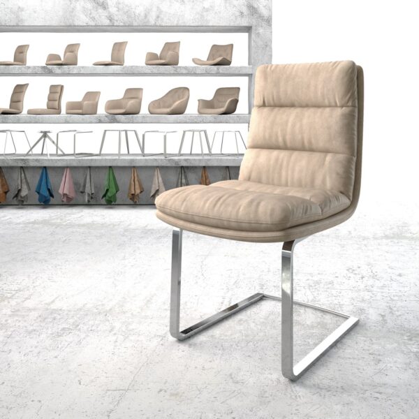 Jídelní židle Abelia-Flex Béžová Vintage Cantilever Flat Chrome Plated