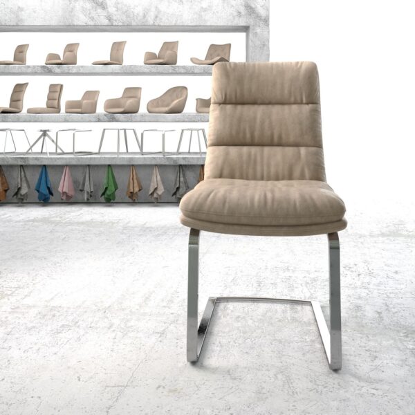 Jídelní židle Abelia-Flex Béžová Vintage Cantilever Flat Chrome Plated