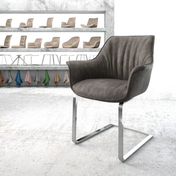Jídelní židle Keila-Flex s područkami Antracit Vintage Cantilever Flat Chromovaná