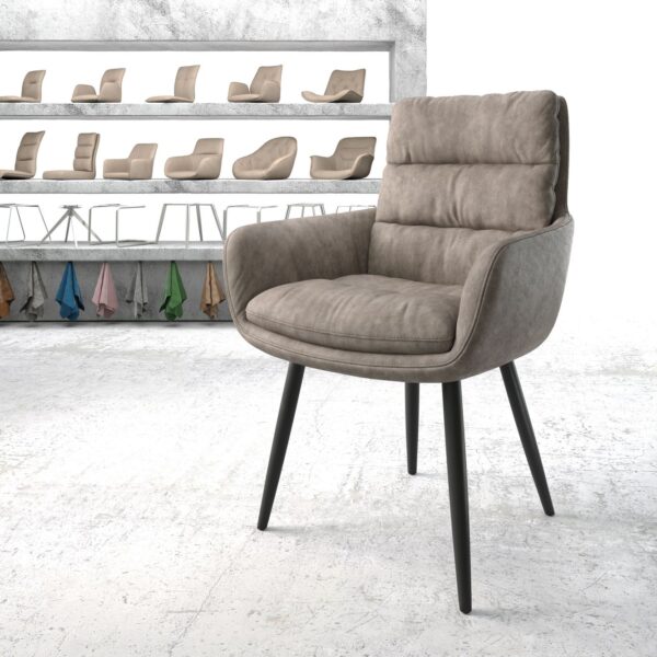Jídelní židle Abelia-Flex s područkami Taupe Vintage 4-nohá kónická Černá