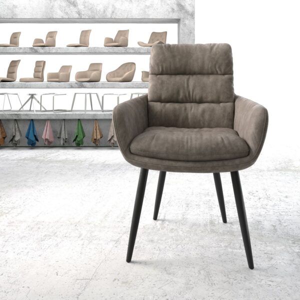 Jídelní židle Abelia-Flex s područkami Taupe Vintage 4-nohá kónická Černá