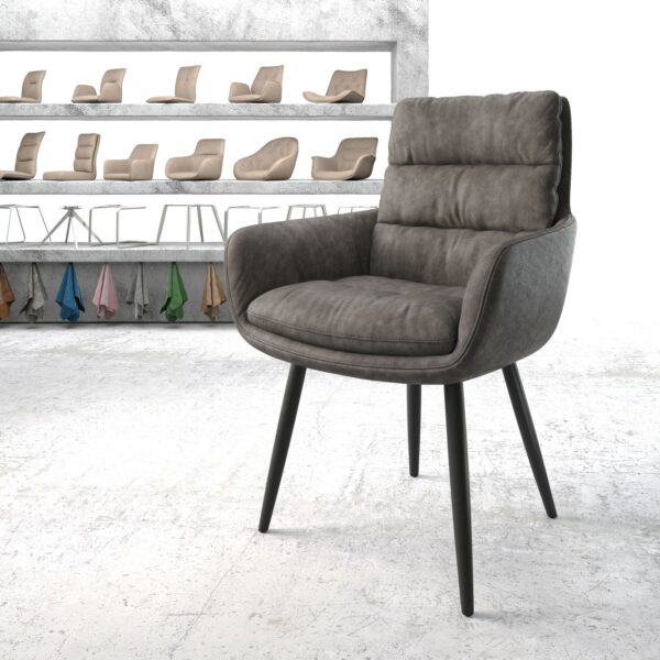 Jídelní židle Abelia-Flex s područkami Anthracite Vintage 4-nohá kónická Černá