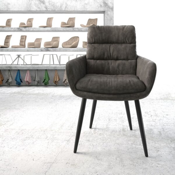 Jídelní židle Abelia-Flex s područkami Anthracite Vintage 4-nohá kónická Černá
