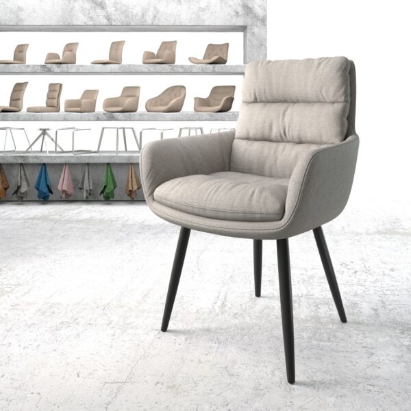 Jídelní židle Abelia-Flex s područkami Stripes Světle Šedá 4-nohá kónická Černá