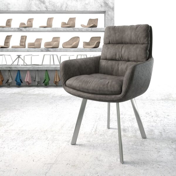 Jídelní židle Abelia-Flex s područkami antracit Vintage 4nohá oválná nerezová ocel