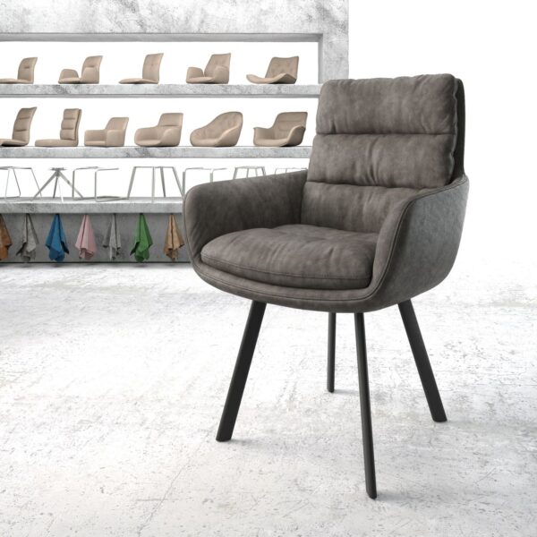 Jídelní židle Abelia-Flex s područkami Anthracite Vintage 4noha oválná Černá