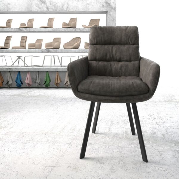 Jídelní židle Abelia-Flex s područkami Anthracite Vintage 4noha oválná Černá