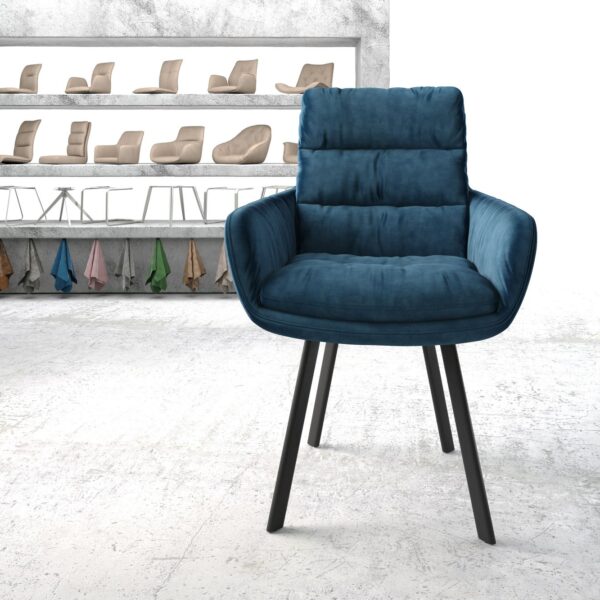 Jídelní židle Abelia-Flex s područkami Samet Modrá čtyřnohá oválná Černá