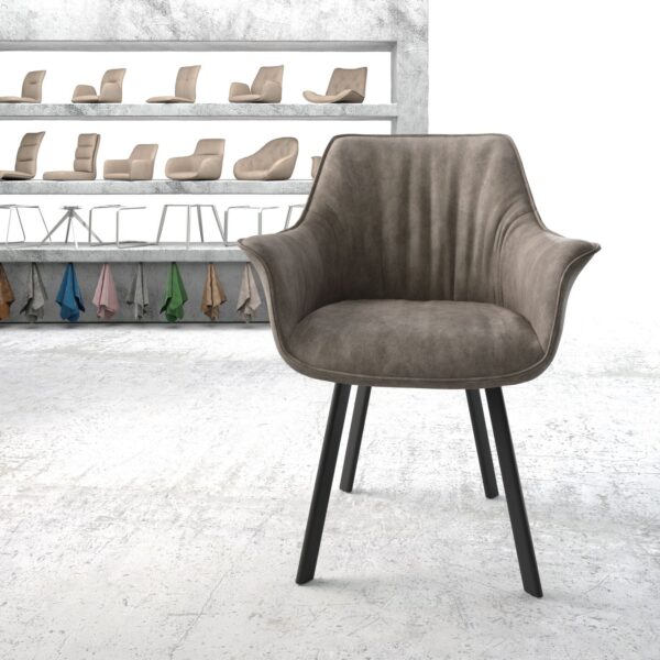 Jídelní židle Keila-Flex s područkami Taupe Vintage 4-nohá oválná Černá