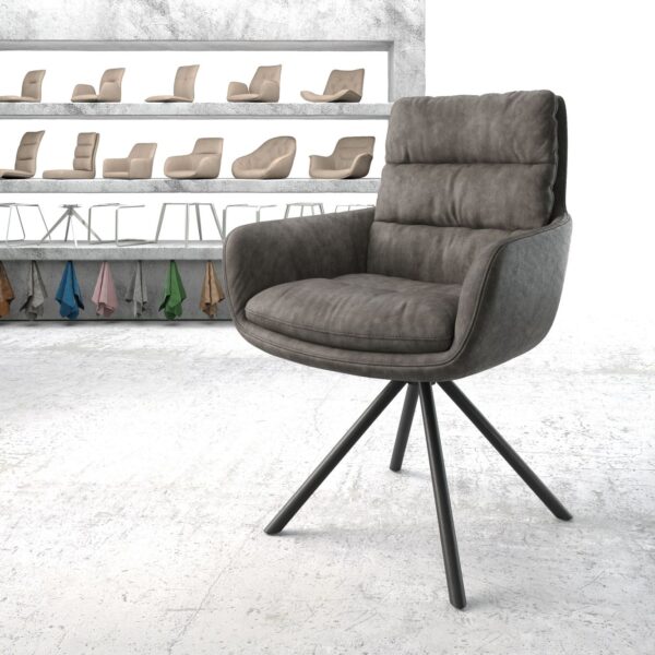 Otočná židle Abelia-Flex s područkami Anthracite Vintage Cross Rám Round Černá
