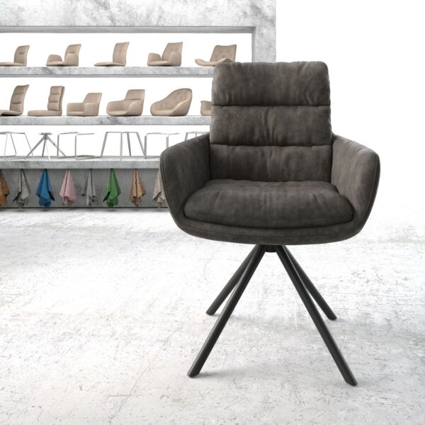 Otočná židle Abelia-Flex s područkami Anthracite Vintage Cross Rám Round Černá