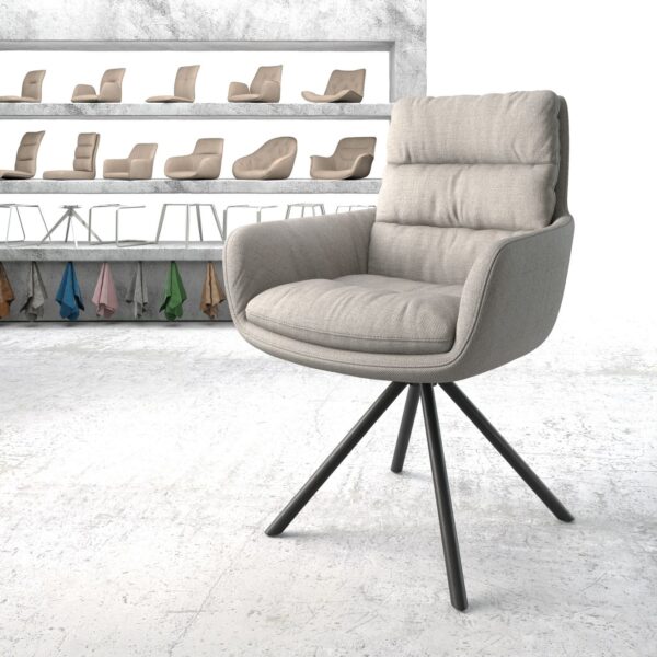Otočná židle Abelia-Flex s područkami Stripes Světle Šedá Cross Base Round Černá