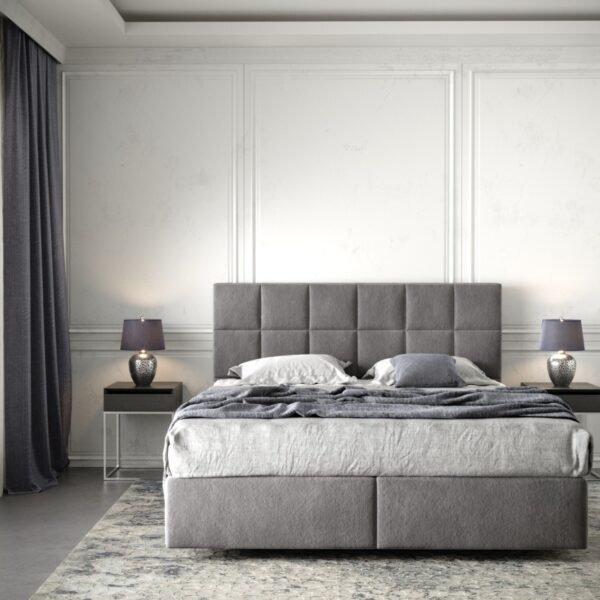 Postel Boxspring Dream-Fine 160×200 cm mikrovlákno taupe s matrací a topperem