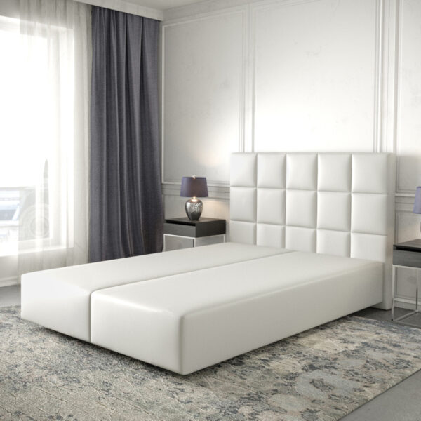 Postel Boxspring Dream-Fine 140×200 cm imitace kůže bílá