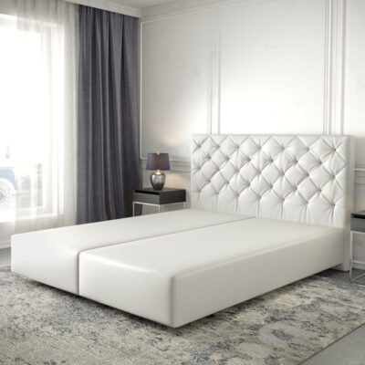 Boxspringová postel Dream-Great 140×200 cm Imitace kůže Bílá