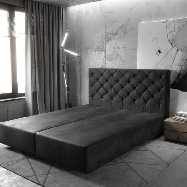 Postel Boxspring Dream-Great 160×200 cm mikrovlákno antracitová vintage