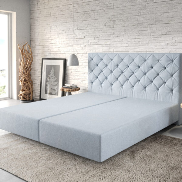 Postel Boxspring Dream-Great 180×200 cm plochá tkanina pastelově modrá