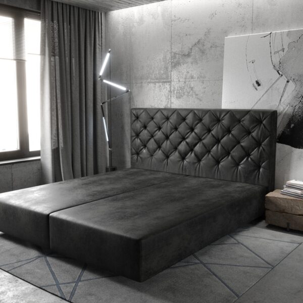 Postel Boxspring Dream-Great 180×200 cm mikrovlákno antracitová vintage