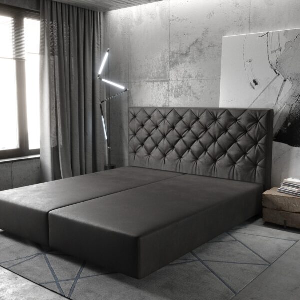 Postel Boxspring Dream-Great 180×200 cm imitace kůže antracitová