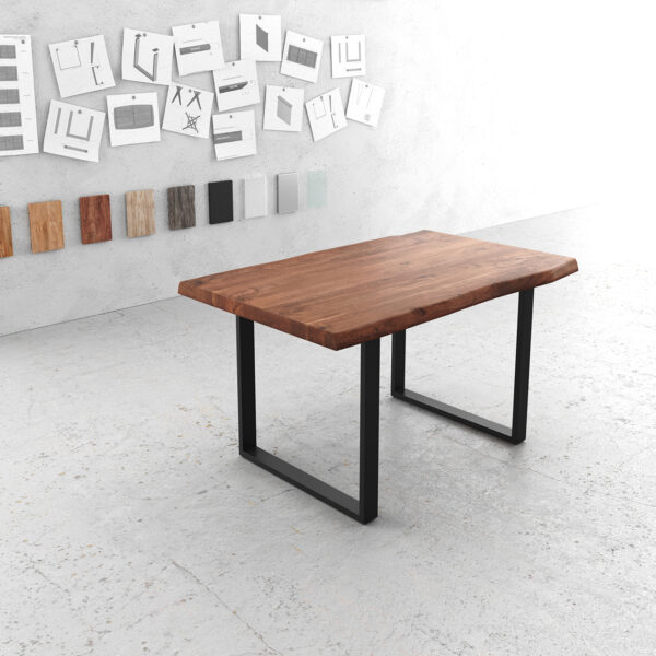 Jídelní stůl Edge 140×90 XL hnědá akácie černý kov