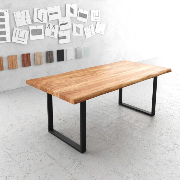 Jídelní stůl Edge 200×100 XL přírodní akácie černý kov