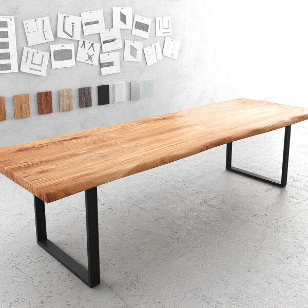 Jídelní stůl Edge 300×100 XL přírodní akácie černý kov