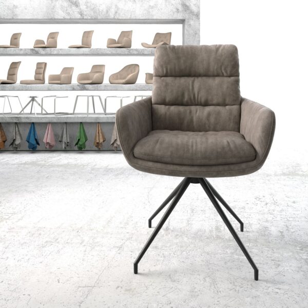 Otočná židle Abelia-Flex s područkami Taupe Vintage Cross Rám Conical Černá