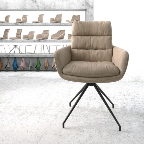 Otočná židle Abelia-Flex s područkami Béžová Vintage Cross Rám Conical Černá