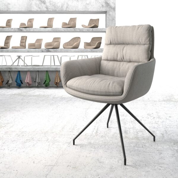 Otočná židle Abelia-Flex s područkami Stripes Světle Šedá Cross Base Conical Černá