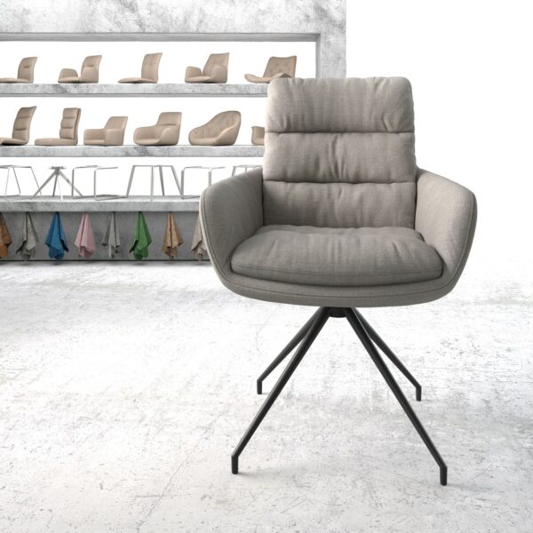 Otočná židle Abelia-Flex s područkami Stripes Světle Šedá Cross Base Conical Černá