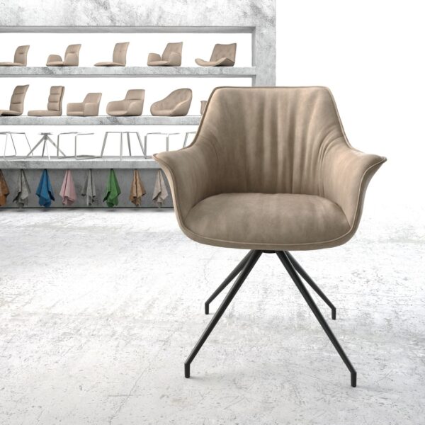 Otočná židle Keila-Flex s područkami Béžová Vintage Cross Rám Conical Černá