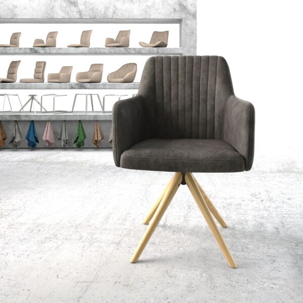 Otočná židle Greg-Flex Anthracite Vintage z mikrovlákna s dřevěným kuželovým rámem