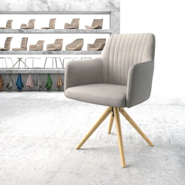 Otočná židle Greg-Flex světle šedá dřevěná podnož zaoblená plochá tkanina