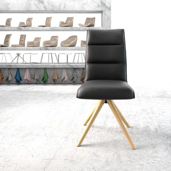 Otočná židle Xantus-Flex Černá Pravá kůže dřevěný rám kónický