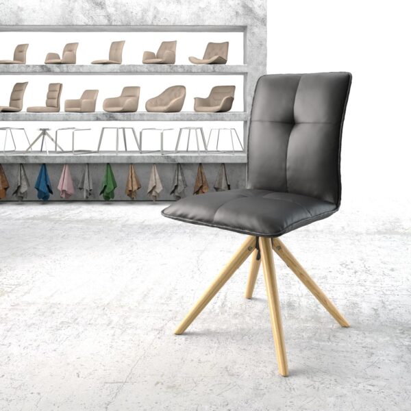 Otočná židle Maddy-Flex Černá Pravá Kůže Dřevěný rám Conical