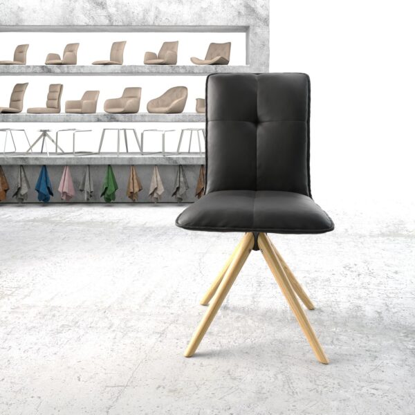 Otočná židle Maddy-Flex Černá Pravá Kůže Dřevěný rám Conical