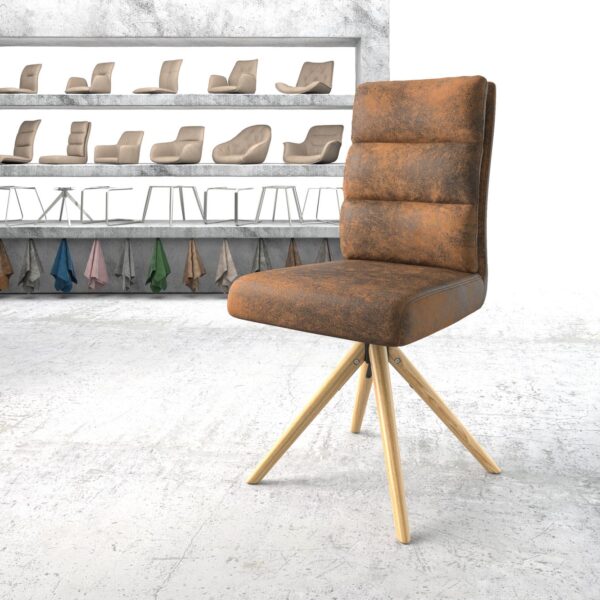 Otočná židle Pela-Flex Hnědá Vintage z mikrovlákna s dřevěným kuželovým rámem