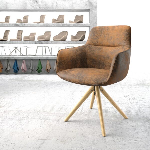 Otočná židle Pejo-Flex Hnědá Vintage mikrovlákno dřevěný rám kónický