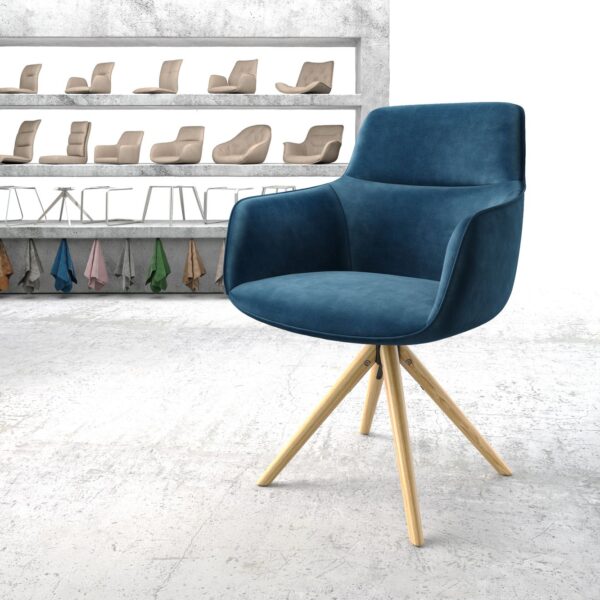 Otočná židle Pejo-Flex Modrá Samet Dřevěný rám kónický
