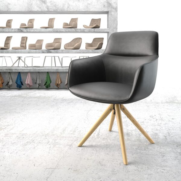 Otočná židle Pejo-Flex Černá Pravá kůže dřevěný rám kónický