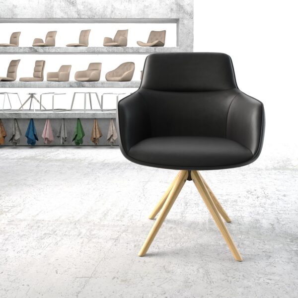 Otočná židle Pejo-Flex Černá Pravá kůže dřevěný rám kónický