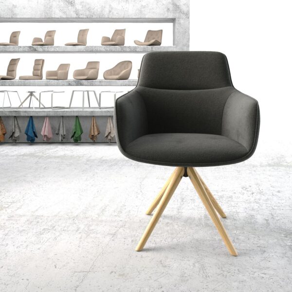 Otočná židle Pejo-Flex Anthracite Textured Fabric Dřevěný rám Conical