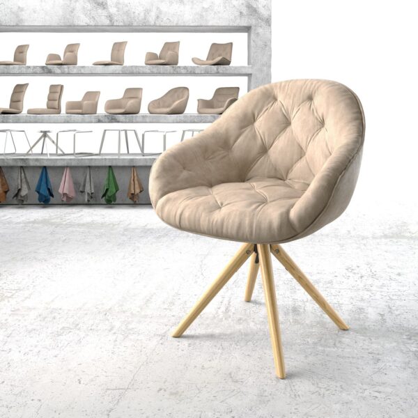 Otočná židle Gaio-Flex Béžová Vintage mikrovlákno dřevěný rám kónický